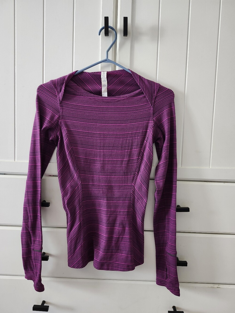 lululemon athletica Purple Striped Long Sleeve Performance Top Sz 2